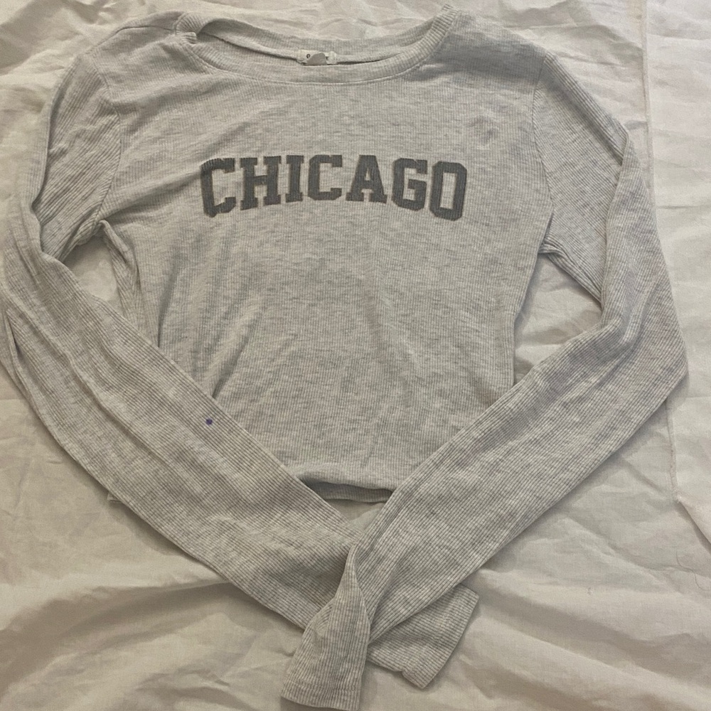 Garage Gray 'CHICAGO' Ribbed Long-Sleeve Crop Top